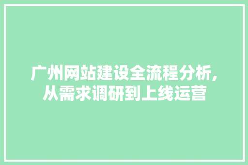 广州网站建设全流程分析,从需求调研到上线运营