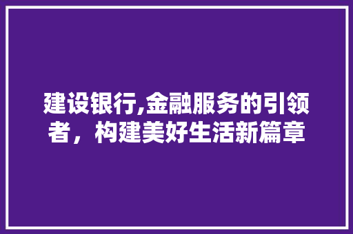 建设银行,金融服务的引领者,构建美好生活新篇章 建设银行,金融服务的引领者,构建美好生活新篇章