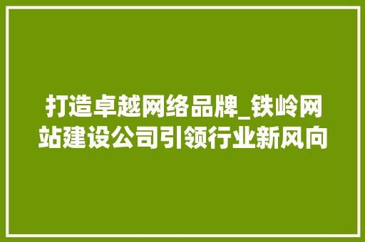 打造卓越网络品牌_铁岭网站建设公司引领行业新风向