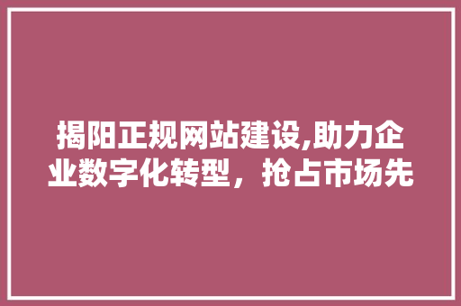 揭阳正规网站建设,助力企业数字化转型,抢占市场先机 揭阳正规网站建设,助力企业数字化转型,抢占市场先机