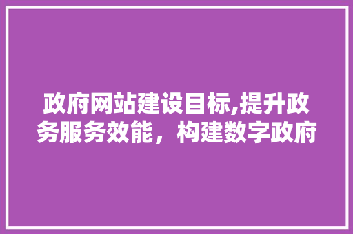 政府网站建设目标,提升政务服务效能,构建数字政府新格局 政府网站建设目标,提升政务服务效能,构建数字政府新格局