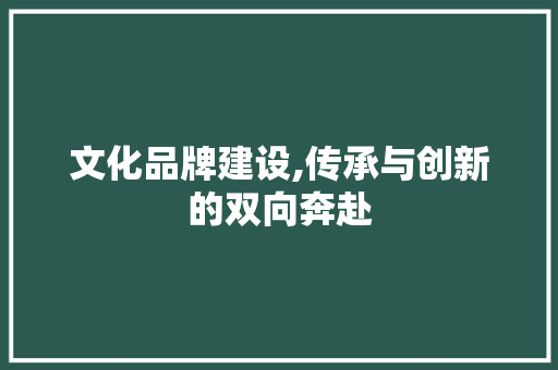 文化品牌建设,传承与创新的双向奔赴 文化品牌建设,传承与创新的双向奔赴