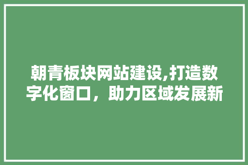 朝青板块网站建设,打造数字化窗口，助力区域发展新篇章