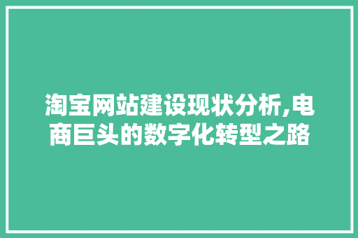 淘宝网站建设现状分析,电商巨头的数字化转型之路 电脑故障维修