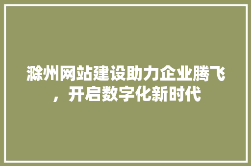 滁州网站建设助力企业腾飞，开启数字化新时代