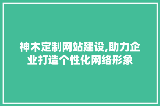 神木定制网站建设,助力企业打造个性化网络形象