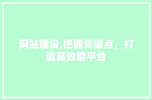 网站建设,把握关键点,打造高效能平台 网站建设,把握关键点,打造高效能平台