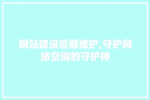 网站建设后期维护,守护网络空间的守护神