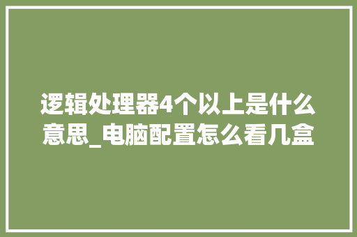 逻辑处理器4个以上是什么意思_电脑配置怎么看几盒电源 逻辑处理器4个以上是什么意思_电脑配置怎么看几盒电源