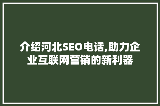 介绍河北SEO电话,助力企业互联网营销的新利器