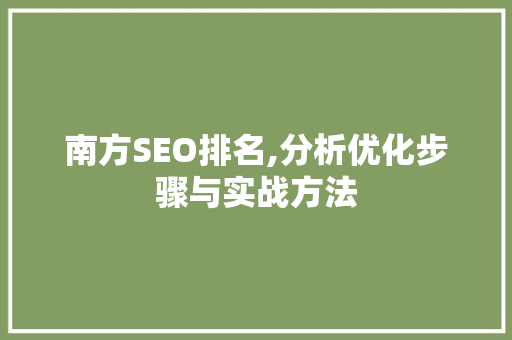 南方SEO排名,分析优化步骤与实战方法