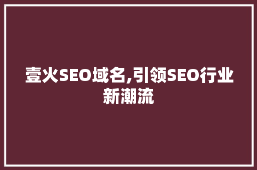 壹火SEO域名,引领SEO行业新潮流
