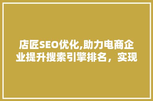 店匠SEO优化,助力电商企业提升搜索引擎排名，实现精准流量转化