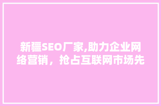 新疆SEO厂家,助力企业网络营销，抢占互联网市场先机