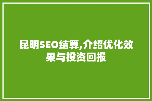昆明SEO结算,介绍优化效果与投资回报