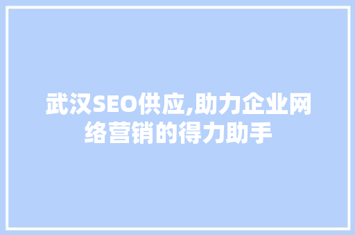武汉SEO供应,助力企业网络营销的得力助手