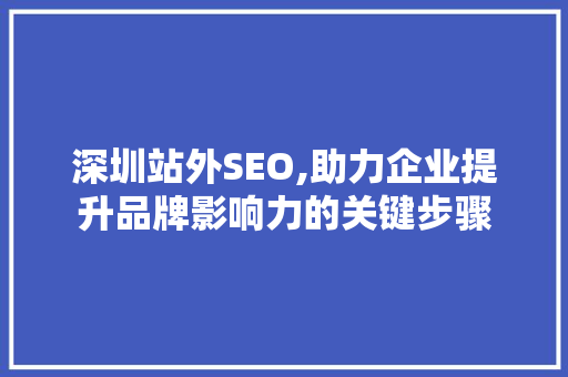 深圳站外SEO,助力企业提升品牌影响力的关键步骤