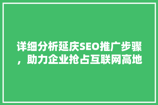 详细分析延庆SEO推广步骤，助力企业抢占互联网高地