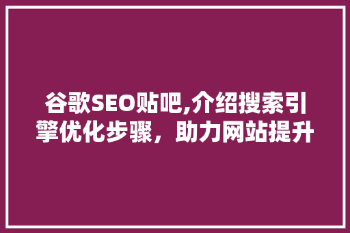 谷歌SEO贴吧,介绍搜索引擎优化步骤，助力网站提升排名