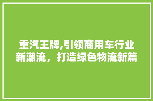 重汽王牌,引领商用车行业新潮流，打造绿色物流新篇章