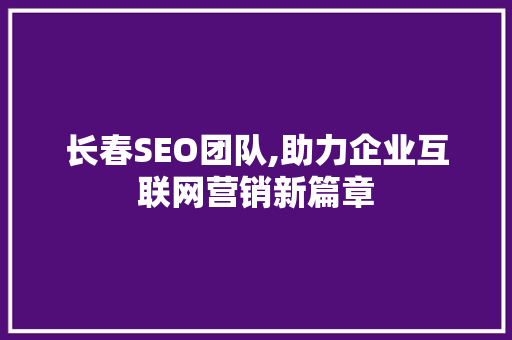 长春SEO团队,助力企业互联网营销新篇章