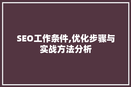 SEO工作条件,优化步骤与实战方法分析