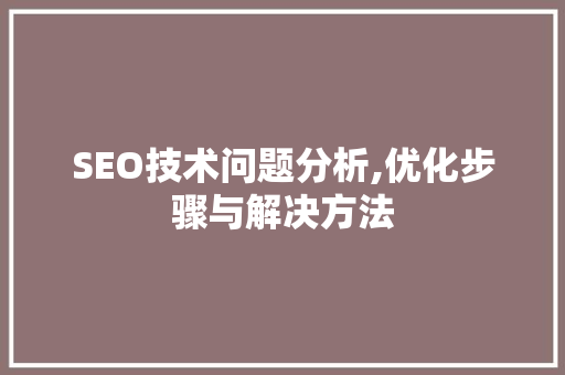 SEO技术问题分析,优化步骤与解决方法