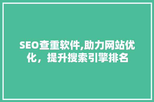 SEO查重软件,助力网站优化，提升搜索引擎排名