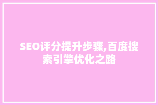 SEO评分提升步骤,百度搜索引擎优化之路