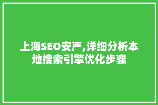 上海SEO安严,详细分析本地搜索引擎优化步骤