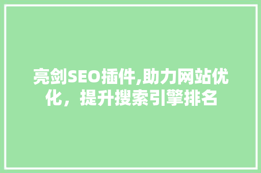 亮剑SEO插件,助力网站优化，提升搜索引擎排名