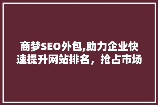 商梦SEO外包,助力企业快速提升网站排名，抢占市场先机