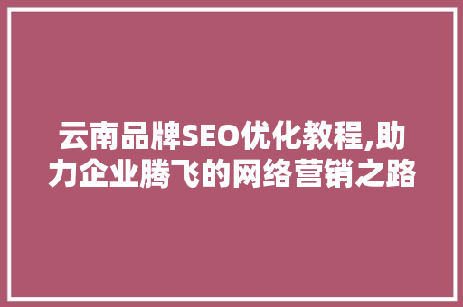 云南品牌SEO优化教程,助力企业腾飞的网络营销之路