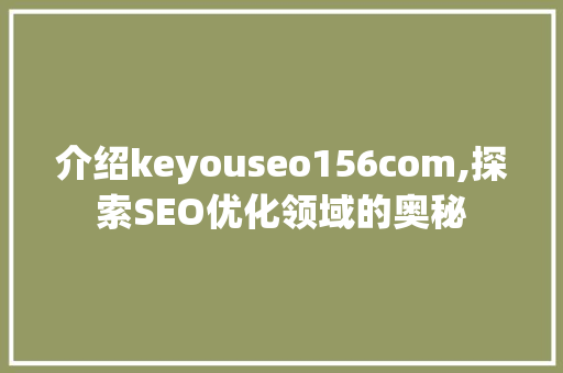 介绍keyouseo156com,探索SEO优化领域的奥秘