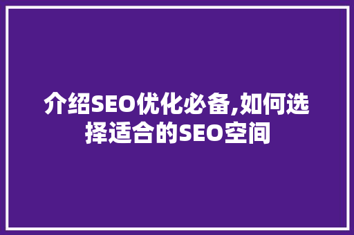 介绍SEO优化必备,如何选择适合的SEO空间