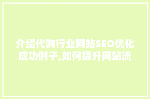 介绍代购行业网站SEO优化成功例子,如何提升网站流量与转化率
