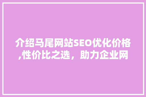 介绍马尾网站SEO优化价格,性价比之选，助力企业网络营销腾飞