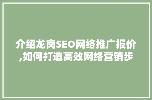 介绍龙岗SEO网络推广报价,如何打造高效网络营销步骤