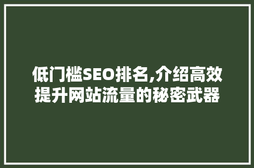 低门槛SEO排名,介绍高效提升网站流量的秘密武器 低门槛SEO排名,介绍高效提升网站流量的秘密武器