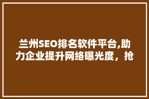 兰州SEO排名软件平台,助力企业提升网络曝光度，抢占市场先机