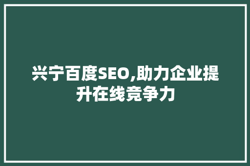 兴宁百度SEO,助力企业提升在线竞争力