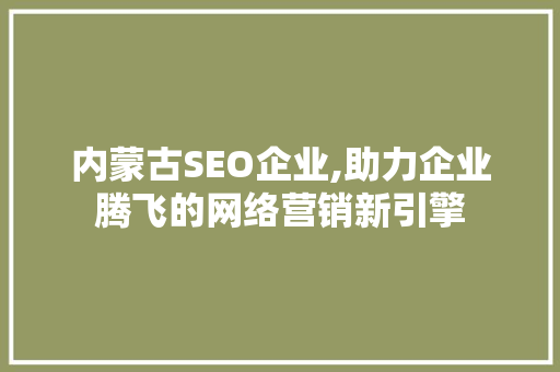 内蒙古SEO企业,助力企业腾飞的网络营销新引擎