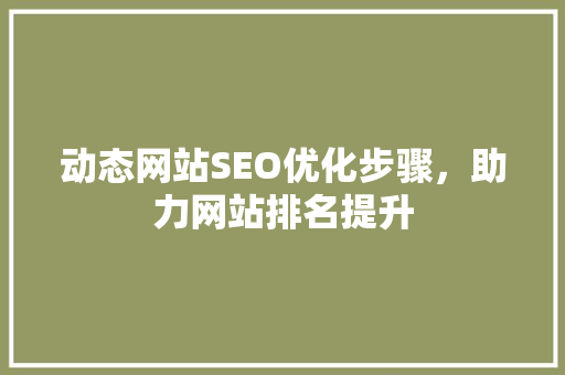 动态网站SEO优化步骤，助力网站排名提升