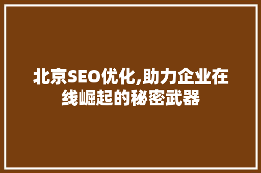 北京SEO优化,助力企业在线崛起的秘密武器