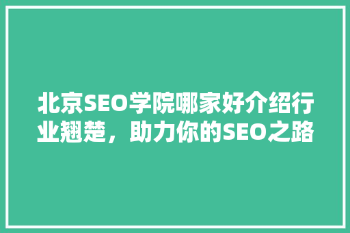 北京SEO学院哪家好介绍行业翘楚，助力你的SEO之路