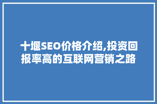 十堰SEO价格介绍,投资回报率高的互联网营销之路
