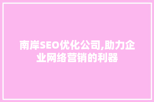 南岸SEO优化公司,助力企业网络营销的利器