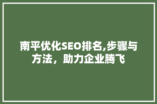 南平优化SEO排名,步骤与方法，助力企业腾飞