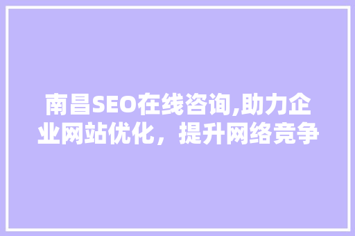 南昌SEO在线咨询,助力企业网站优化，提升网络竞争力