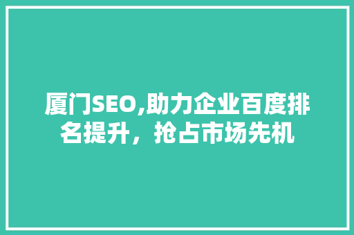 厦门SEO,助力企业百度排名提升，抢占市场先机